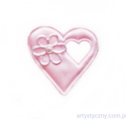 Różowe Kotyliony Serca i Srebrne Kwiatki - 10 sztuk