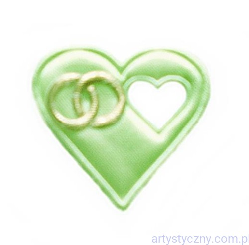 Miętowe Kotyliony Serca i Złote Obrączki - 10 sztuk
