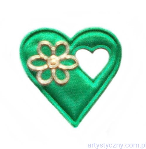 Zielone Kotyliony Serca i Złote  Kwiatki - 10 sztuk