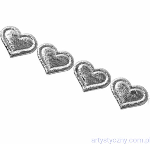 Aplikacje Srebrne Błyszczące Serca Serduszka 2cm ~ 50 szt