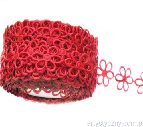 Aplikacje Ażurki 2cm Ażurowe kwiatki ~ 50 szt ~ CZERWONE