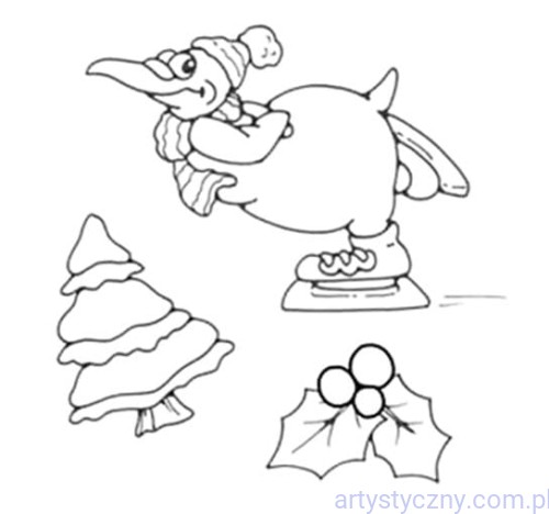 Stemple Akrylowe - Pingwin Choinka Ostrokrzew na Boże Narodzenie