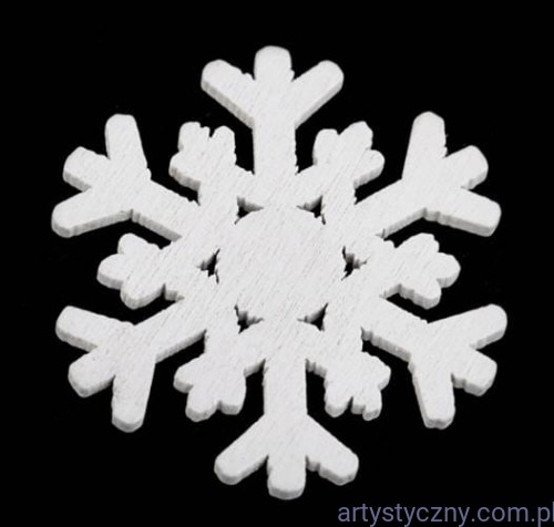Drewniane Białe Śnieżynki 3,6 cm - 5 sztuk