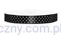 Tasiemka Wstążka Satynowa 12mm - Czarna w Kropki - 3 metry