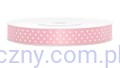 Tasiemka Wstążka Satynowa 12mm - Różowa w Kropki - 3 metry