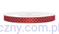 Tasiemka Satynowa 6mm - Czerwona w Kropki - 25 metrów