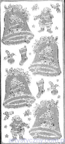 Srebrne Naklejki Dzwonki Mikołaje Gwiazdki 1785