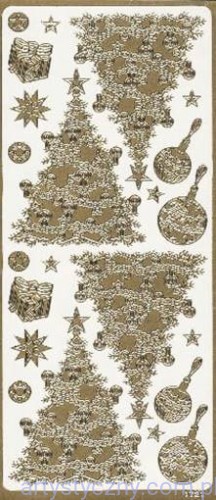 Naklejki Świąteczne - Złote Choinki DUŻE 1721