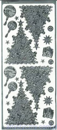 Naklejki Świąteczne - Srebrne Choinki DUŻE 1721