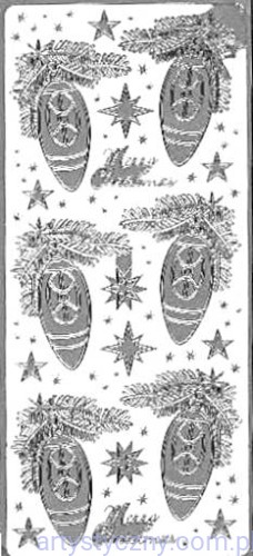 Naklejki Świąteczne - Srebrne Bombki jak Szyszki 1891