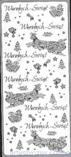 Naklejki Srebrne Mikołaje i napisy Wesołych Świąt 7904