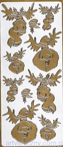 Naklejki Świąteczne Złote Renifery (Głowy) 1928