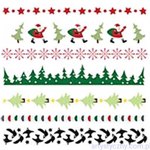 Stemple Akrylowe ~ Mikołaje Choinki Śnieżynki Gwiazdki 7 szt