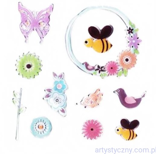Stemple Akrylowe Dovecraft ~ Birds and the Bees - Motylki Ptaszki Kwiatki