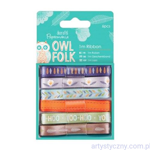 Tasiemki Papermania -  OWL FOLK - 6 wzorów