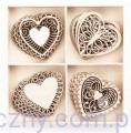 Drewniane Ozdoby - Serca Serduszka - 20 szt - 029