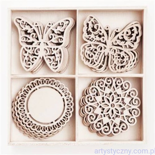 Drewniane Ozdoby - Dekory Motyle 20 szt - 098