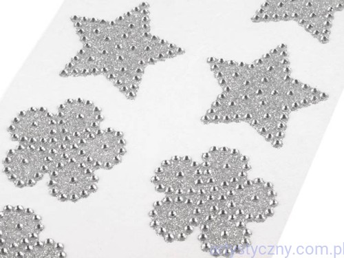 Naklejki brokatowe z cyrkoniami - Gwiazdki i Kwiatki