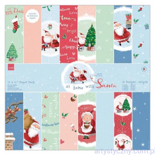 Papier Ozdobny  Papermania - At Home with Santa 15x15cm, 16 ark