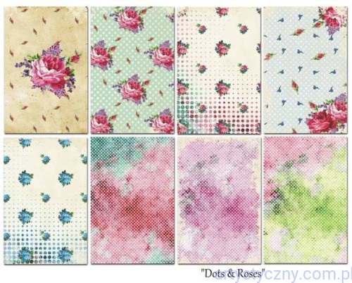 Papiery Mini do Scrapbookingu, Kropki i Róże 24 ark