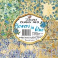 Papiery do Scrapbookingu 15x15cm, Flowers in blue 24 ark