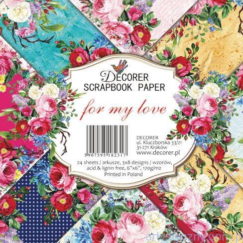 Papiery do Scrapbookingu 15x15cm, For my love 24 ark