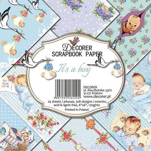 Zestaw papierów do scrapbookingu - It's a boy - papier scrapbook 15x15cm