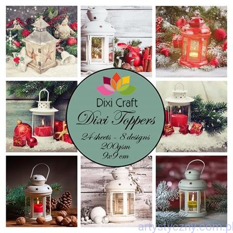 Papiery Dixi Toppers 9x9 cm, 24 ark, Świąteczne ET0343
