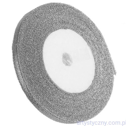 Wstążka Tasiemka Brokatowa  Srebrna 6mm ~ 22 metry