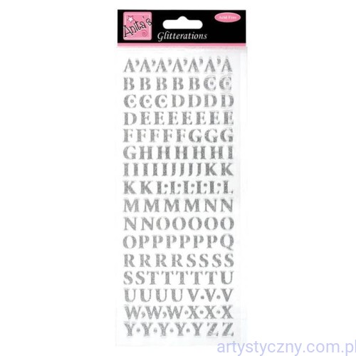 Naklejki Brokatowe Anita's ALFABET Srebrne Wielkie Litery