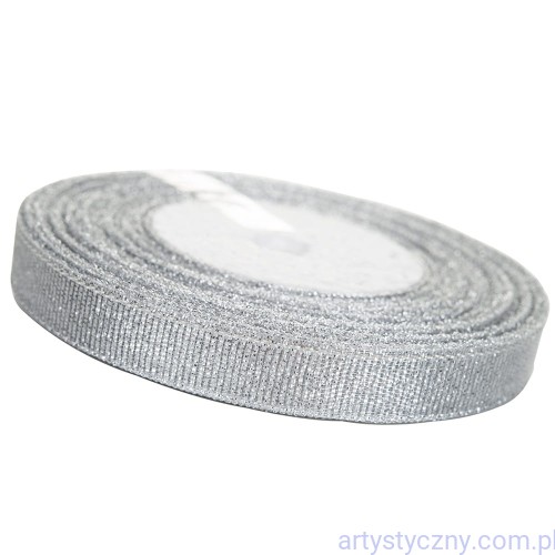 Tasiemka Brokatowa Metalizowana Srebrna 12mm ~ 22 metry