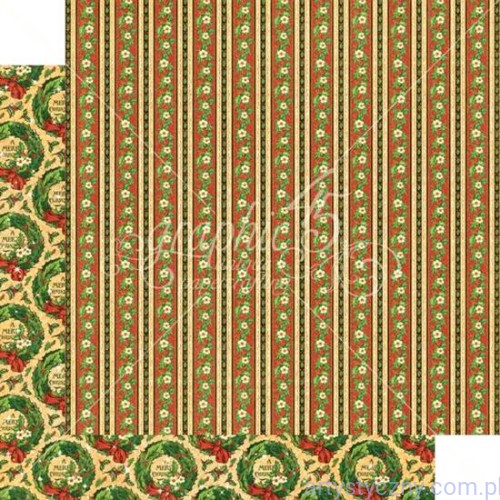 Papier Graphic 45 North Pole, Wieńce, Kwiaty 30x30cm