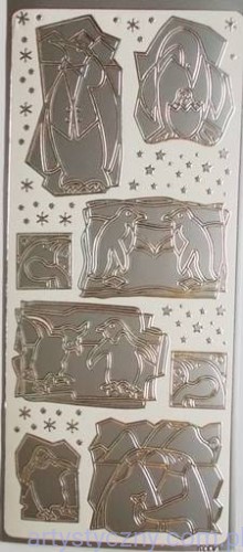 Naklejki Srebrne Pingwiny Pingwinki 0114