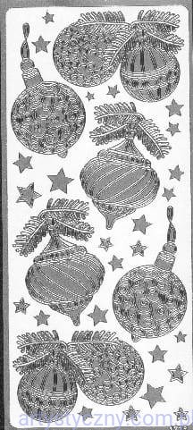 Srebrne Bombki - Naklejki Świąteczne - 1718