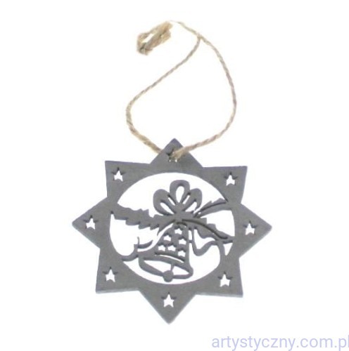 Drewniana Bombka 7 cm Gwiazdka i Dzwoneczek
