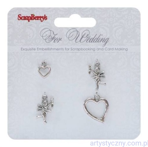 Metal Charms, For Wedding 4 metalowe ozdoby