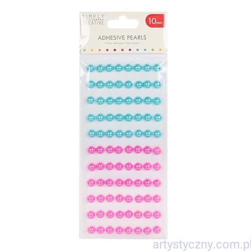 Półperełki Samoprzylepne 10mm Pearls- 88 Pack Pink and Blue