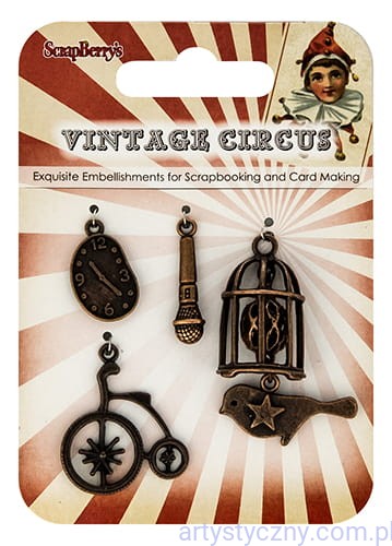Metal Charms, Vintage Circus 4 metalowe ozdoby