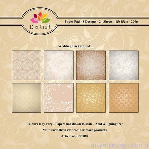 Papiery Dixi Craft - 15x15cm Wedding Background PP0084
