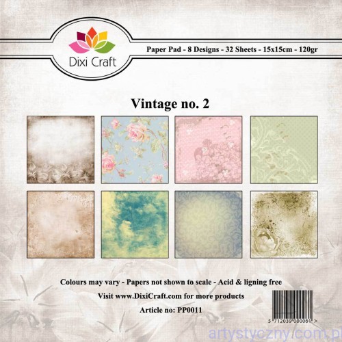 Zestaw papierów do scrapbookingu Dixi Craft - 15x15cm Vintage PP0011
