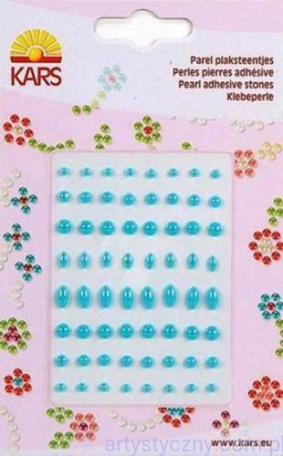 Perły Perełki Samoprzylepne Turkusowe 64 szt Owale