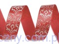 Wstążka Satynowa z Brokatem 3 m - Czerwona,Srebrna
