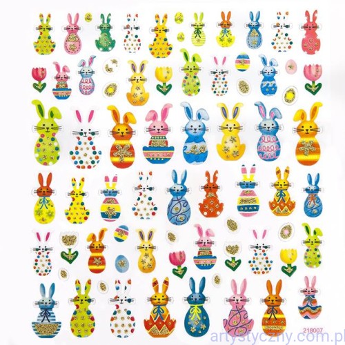 Naklejki Kolorowe 71szt Pisanki Zajączki Jajka 011