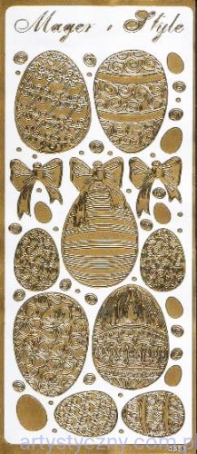 Naklejki Jajka Pisanki Jajeczka Magenta Złote 0558