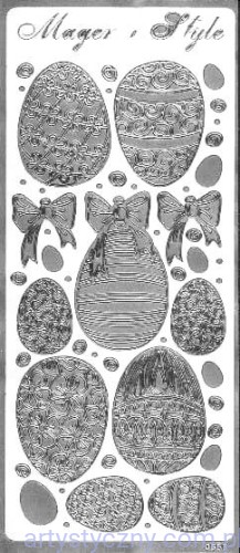 Naklejki Jajka Pisanki Jajeczka Magenta Srebrne 0558