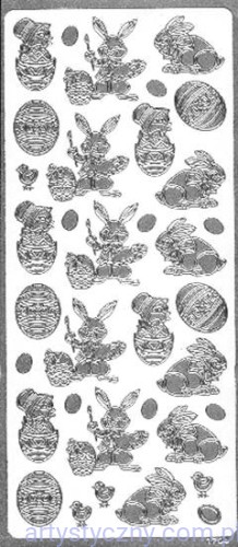 Naklejki Pisanki Kurczaczki Zajączki SREBRNE 1704