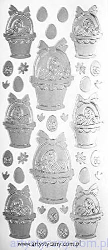 Naklejki Wielkanoc Pisanki Jajka Koszyki - Srebrne