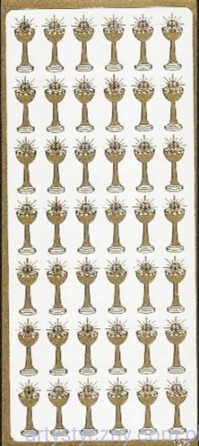 Naklejki Komunia KIELICHY Pełne ZŁOTE 42 szt ~1871