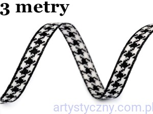 Taśma Dekoracyjna Krajka 10mm Biało-Czarna Pepitka