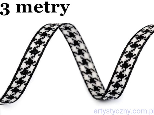 Taśma Dekoracyjna Krajka 10mm Biało-Czarna Pepitka